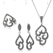 Gumush Markazit Taşlı Kadın Gümüş Set