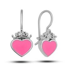 Gumush Pembe Kalp Sallantılı Çocuk Gümüş Küpe