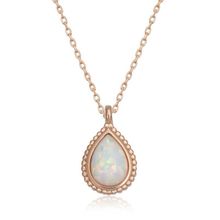 Gumush Rose Damla Beyaz Opal Taşlı Kadın Gümüş Kolye