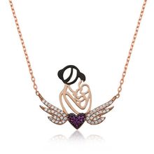 Gumush Rose Kalpli Anne ve Çocuk Gümüş Kolye