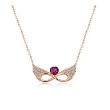 Gumush Rose Kanatlı Sonsuz Kalp Gümüş Kolye