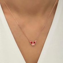 Gumush Rose Minimal Kelebek Bayan Gümüş Kolye