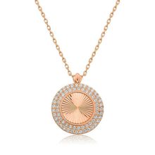 Gumush Rose Oval Fırfır Bayan Gümüş Kolye