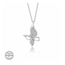 Gumush Swarovski Taşlı Kelebek Gümüş Kadın Kolye