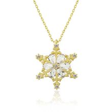 Gumush T5050 Gold Kar Çiçeği Kadın Gümüş Kolye