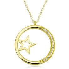 Gumush T6651 Gümüş Gold Yıldız Detaylı Halka Kadın Kolye