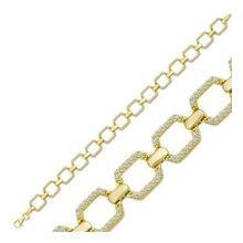 Gumush T6958 Gold Kare Taşlı Kadın Gümüş Bileklik