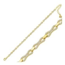 Gumush T7000 Gold Zirkon Taşlı Kadın Gümüş Bileklik