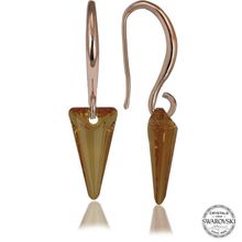 Gumush T7085 Swarovski Crystal Taşlı Sarı Taşlı Üçgen Sallantılı Kadın Gümüş Küpe