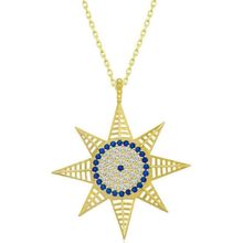 Gumush T7097 Gold Nazarlı Kutup Yıldızı Kadın Gümüş Kolye