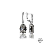 Gumush T7099 Swarovski Crystal Taşlı Beyaz Oval Sallantılı Kadın Gümüş Küpe