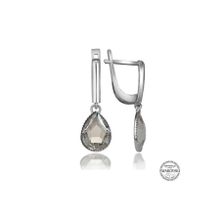 Gumush T7107 Swarovski Crystal Taşlı Beyaz Damla Sallantılı Kadın Gümüş Küpe