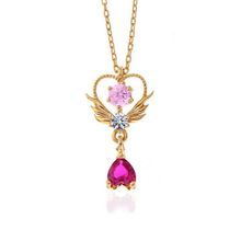 Gumush T7342 Gold Kalpli Tek Taş Kadın Gümüş Kolye