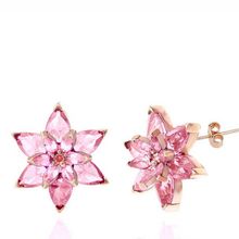 Gumush T7428 Rose Pembe Lotus Çiçeği Çivili Kadın Gümüş Küpe