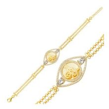 Gumush T7667 Gold Kaplama Tuğralı Kadın Gümüş Bileklik