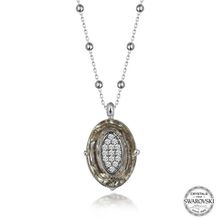 Gumush T7669 Swarovski Crystal Taşlı Top Zincir Oval Kadın Gümüş Kolye