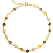 Gumush T8373 Gold Renkli Taşlı Kadın Gümüş Bileklik
