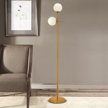 Günay 2'li Gold Beyaz Camlı Modern Dekoratif Tasarım Oturma Odası Salon Lambader