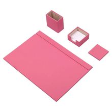 Güner Ofis Pembe 4 Parça Deri Sümen Takımı