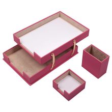 Güner Ofis Pembe Deri Evrak Rafı