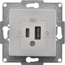 Günsan Eqona Gümüş 2 Çıkışlı 20W Type-A Type-C Mekanizma USB Şarj Prizi