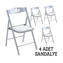 Güzelkan Madeni Eşya 1055 Katlanır Beyaz 4 Adet Mutfak Sandalyesi