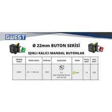 Gwest A5-11XD-24 1NO Led Işıklı Kalıcı Mandal Buton