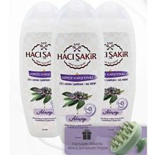 Hacı Şakir 3x500 ml Adaçayı 2si 1 Arada Şampuan ve Yeşil Şampuan Fırçası