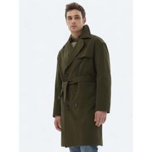 Haki Oversize Fit Kruvaze Yaka Casual Dokuma Pardesü