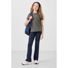 Haki Pamuklu O Yaka Standart Fit Basic Kız Çocuk T-Shirt - 75177 - 12 - 13 Yaş