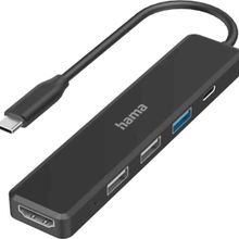 Hama HM.200117 5 Ports 3xUsb-A Usb-C Siyah HDMI Hub