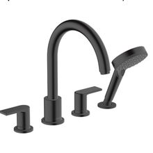 Hansgrohe 71459670 Vernis Shape 4 Delikli Satin Siyah Küvet Bataryası