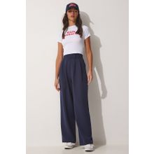 Happiness İst. YL00001 Kadın Lacivert Beli Cırt Cırt Kapamalı Bol Pantolon