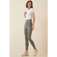 Happiness İst. ZV00208 Kadın Çağla Yeşili Yüksek Bel Fitilli Örme Tayt