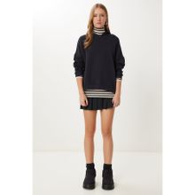 Happiness İstanbul Kadın Siyah Kapüşonlu Örme Sweatshirt UB00456