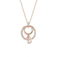 Harem Altın GMS1967 Harfli Çift Halka Rose Renk Gümüş Kolye