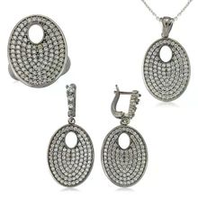 Harem Altın Gümüş Beyaz Taşlı Oval Kadın Set