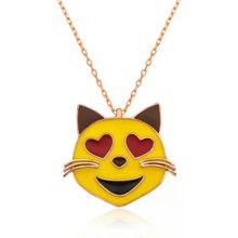 Harem Altın Gümüş Kalp Gözlü Kedi Emoji Kadın Kolye