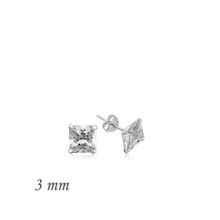 Harem Altın Gümüş Kare Tek Taş Zirkon - 3 mm Küpe