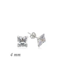 Harem Altın Gümüş Kare Tek Taş Zirkon - 4 mm Küpe