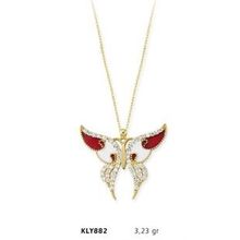 Harem Altın KLY882 14 Ayar Altın Kırmızı Kelebek Kolye