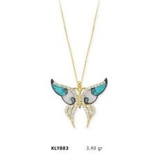 Harem Altın KLY883 14 Ayar Altın Mavi Kelebek Kolye