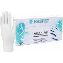 Haspet Pudrasız Lateks 100'lü Large Muayene Eldiveni