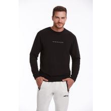 Hatemoğlu Siyah Regular Fit Pamuklu Bisiklet Yaka Sweatshirt