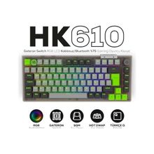 Hawk HK610 Gateron RGB LCD Tri-Mode Kablosuz Bluetooth Gaming Klavye