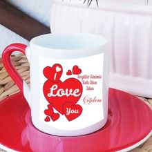 Hayaller Dükkanı Sevgililer Günü Kişiye Özel Kalpli Kırmızı Iloveyou Kahve Fincanı ve Altlık