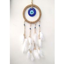 Hdmarketim Nazar Boncuklu Düş Kapanı Dreamcatcher Kuş Tüyü Duvar Süsü