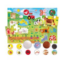Headu Tactile Kabartma Boyalı 21 Parça Çiftlik Puzzle