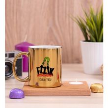 Hediye Dükkanı Fizik Mühendisi Ahşap Altlıklı Mumlu Gold Kupa Bardak