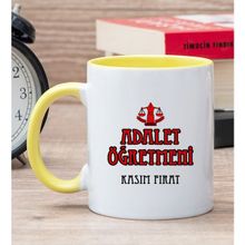 Hediye Dükkanı Kişiye Özel Adalet Öğretmeni Sarı Kupa Bardak